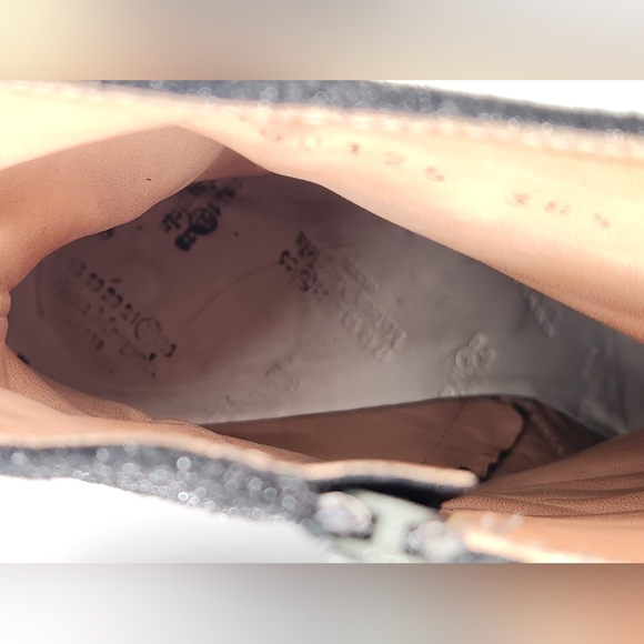 MAISON MARTIN MARGIELA Dark SILVER GLITTER ANKLE ZIP UP BOOT HEELS 38.5 US8.5 - Picture 14 of 16